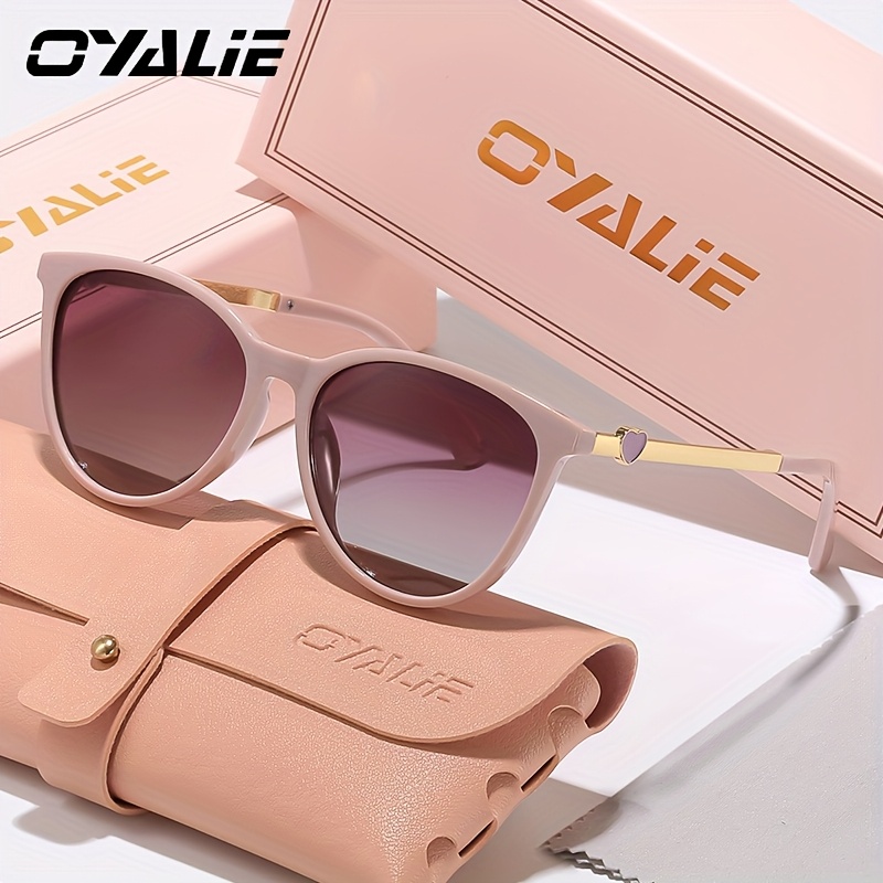 OYALIE Women's Retro Cat Eye Fashion Glasses, Trendy Design with Love embellished Metal Legs, Suitable for Daily Wear and Party Use