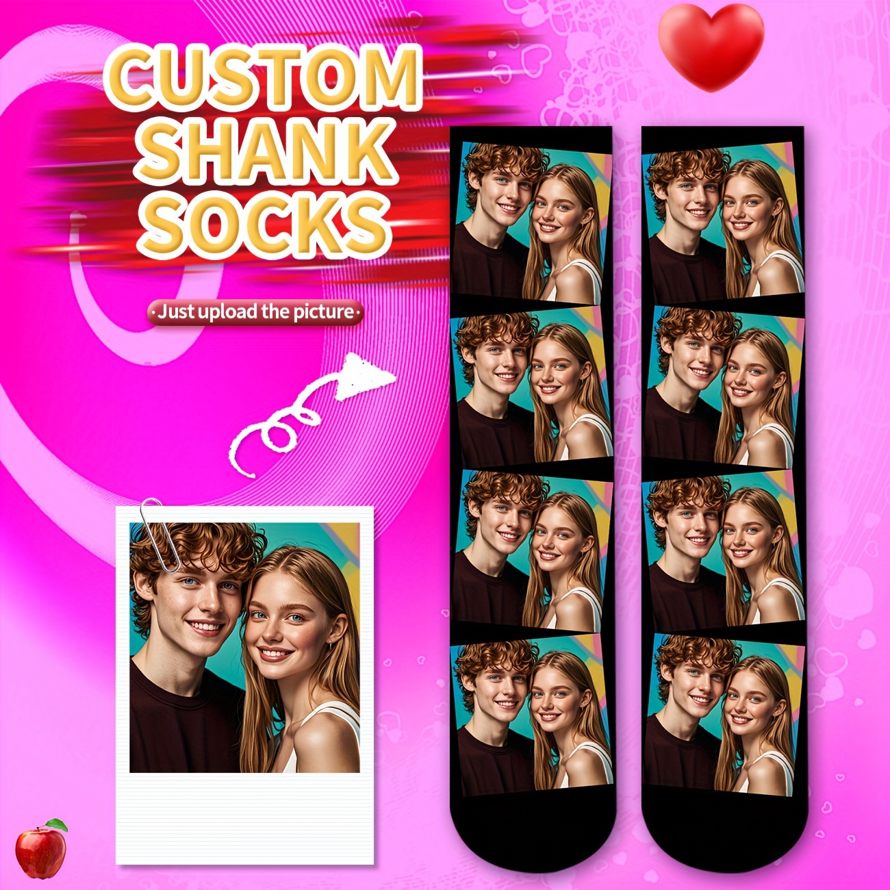 

Custom Photo Socks For Couples – Personalized Mid-calf Socks With , For Valentine’s Day, Birthdays & , Your Own Image, Spandex/polyester , , Cute Socks