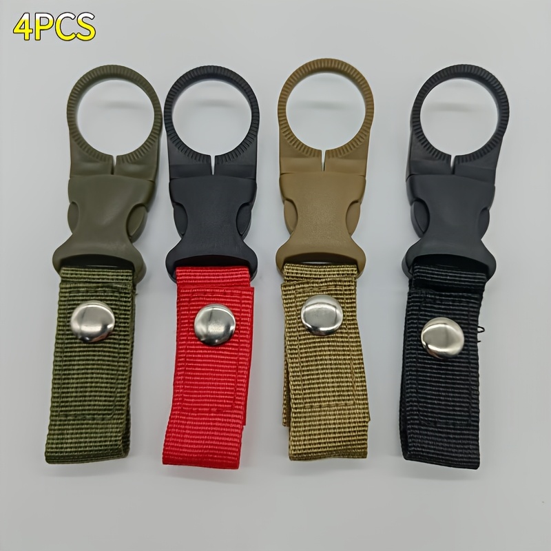 4pcs Nylon Webbing Bottle Holder Clips, Climbing Mountaineering Buckles, Belt Backpack Hooks, Multi-functional Water Bottle Nylon Carabiner Hooks