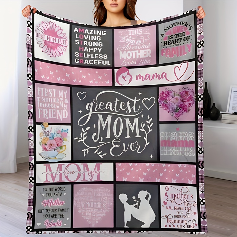 

1pc Letter Flannel Blanket, Blankets For Beautiful Moms, Throw Blanket, Warm Cozy Soft Blanket For Couch Bed Sofa Office Camping