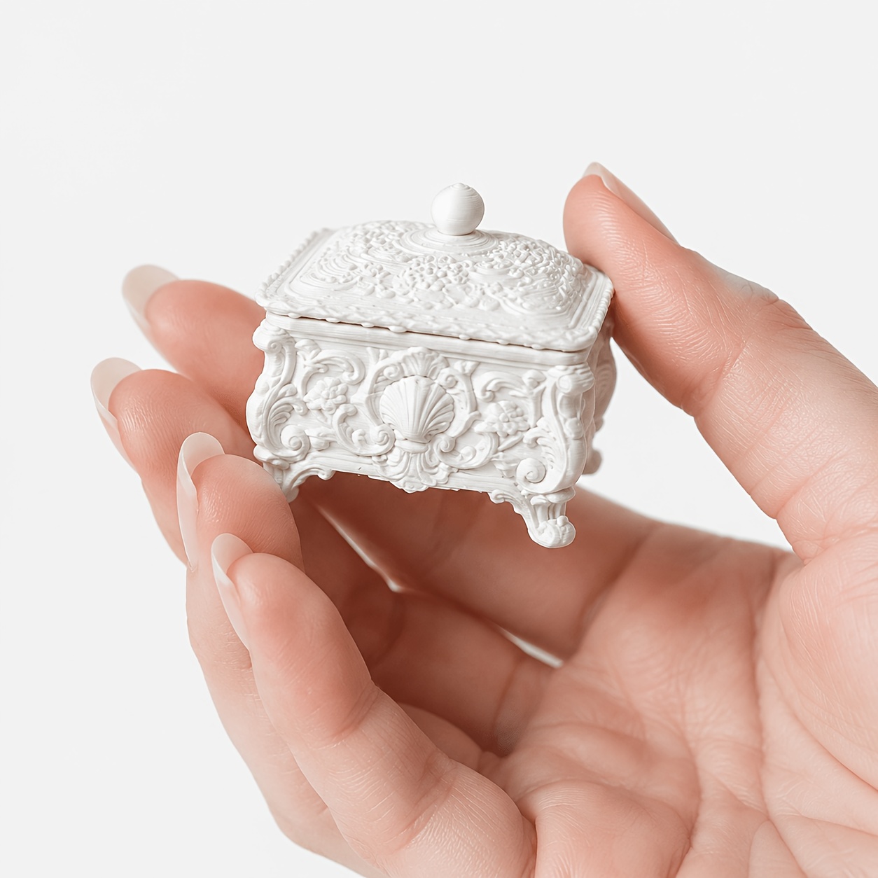 TEMU 1pc Miniature European Baroque Carved Storage Box, Openable, Mini Square Jewelry Box With Lid, Storage Container, Dollhouse Vanity, Bedroom,