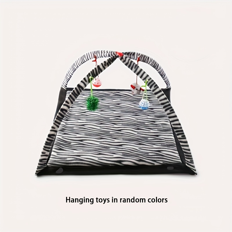 Image of Interactive Cat Toy Rocking With 4 Random Color Hanging Toys, Activity Mat- Swing Playing Station With Sisal Scratching Area, Hanging Toy, Rolling Ball For Cats And Kittens