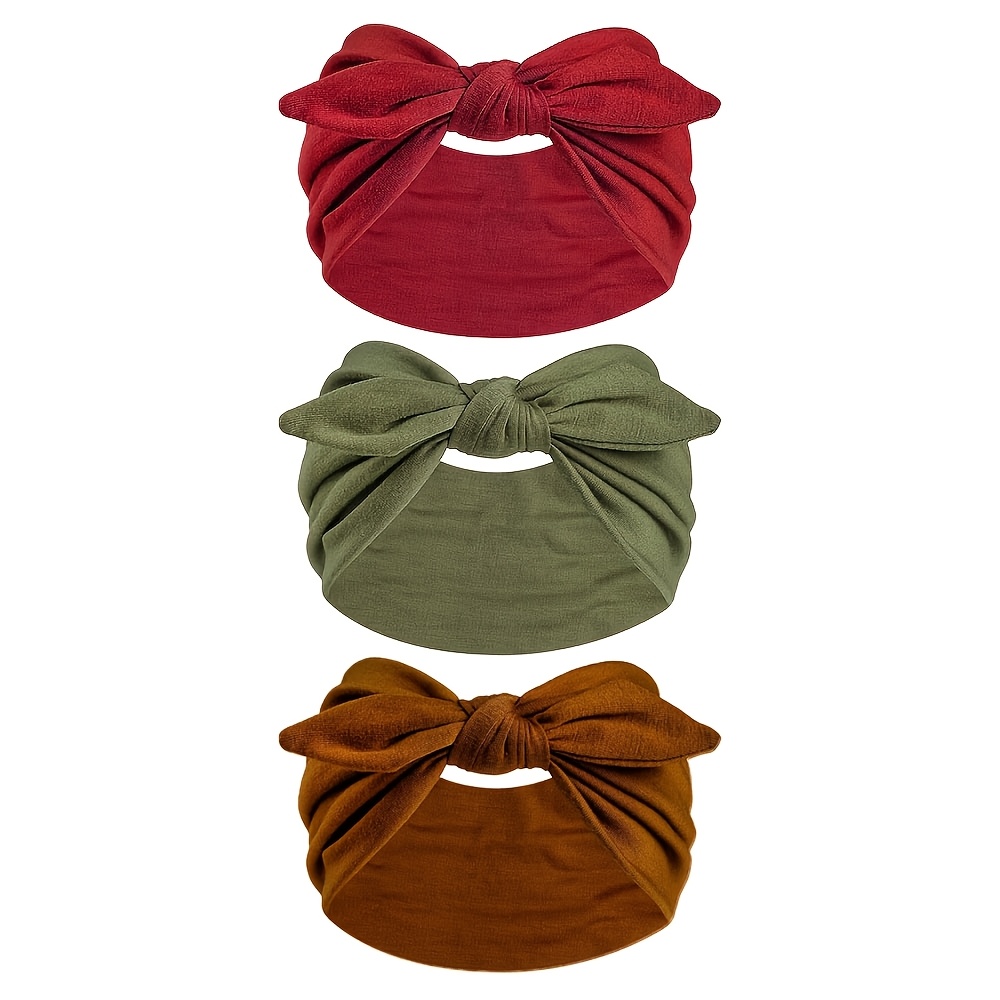 TEMU 3 pezzi Boho Unisex per Capelli Spesse Antiscivolo, Morbide e Elastiche, Larghe con a Orecchie da e Design Annodato, Accessori per Capelli da