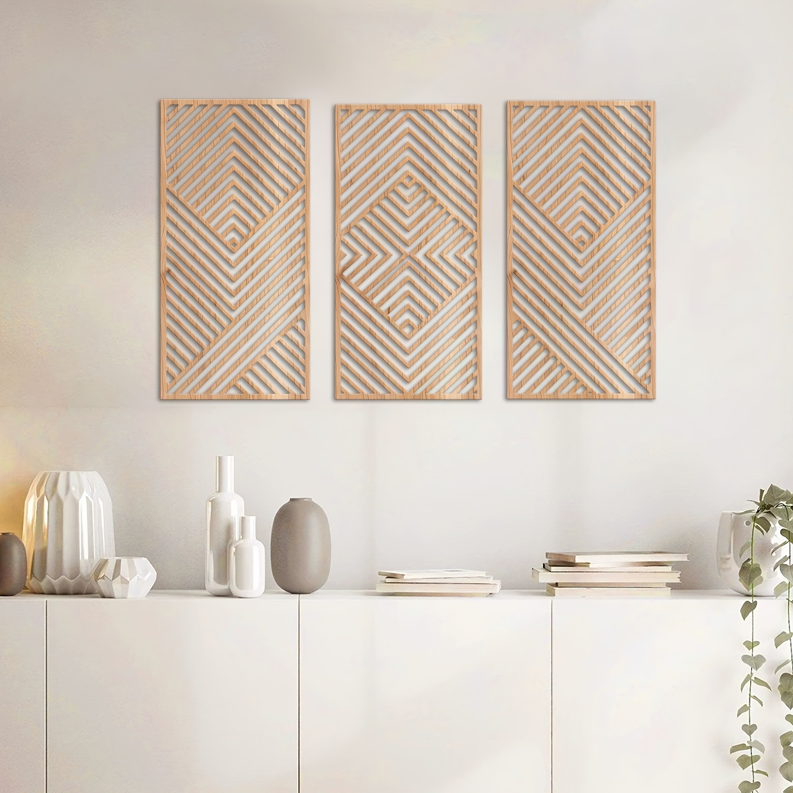 

Wooden Geometric Wall Art 3pcs Set, Abstract Wooden Wall Art, Modern Wooden Wall Art, Minimalist Wooden Wall Art, 3pcs Wooden Wall Art Set, Statue Wall Decor For Living Room