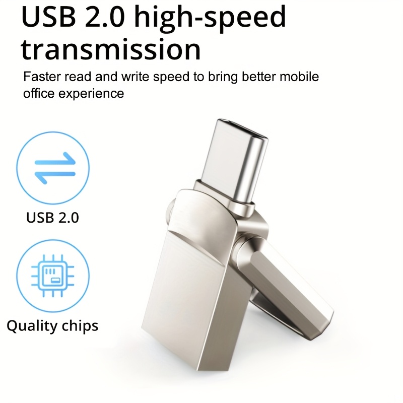 usb c флеш меморија со ротација од 360° - високобрзински usb 2.0, метален флеш диск, компатибилен со pc, лаптоп,  , паметен телефон (8gb 16gb 64gb) Детали за производот 2