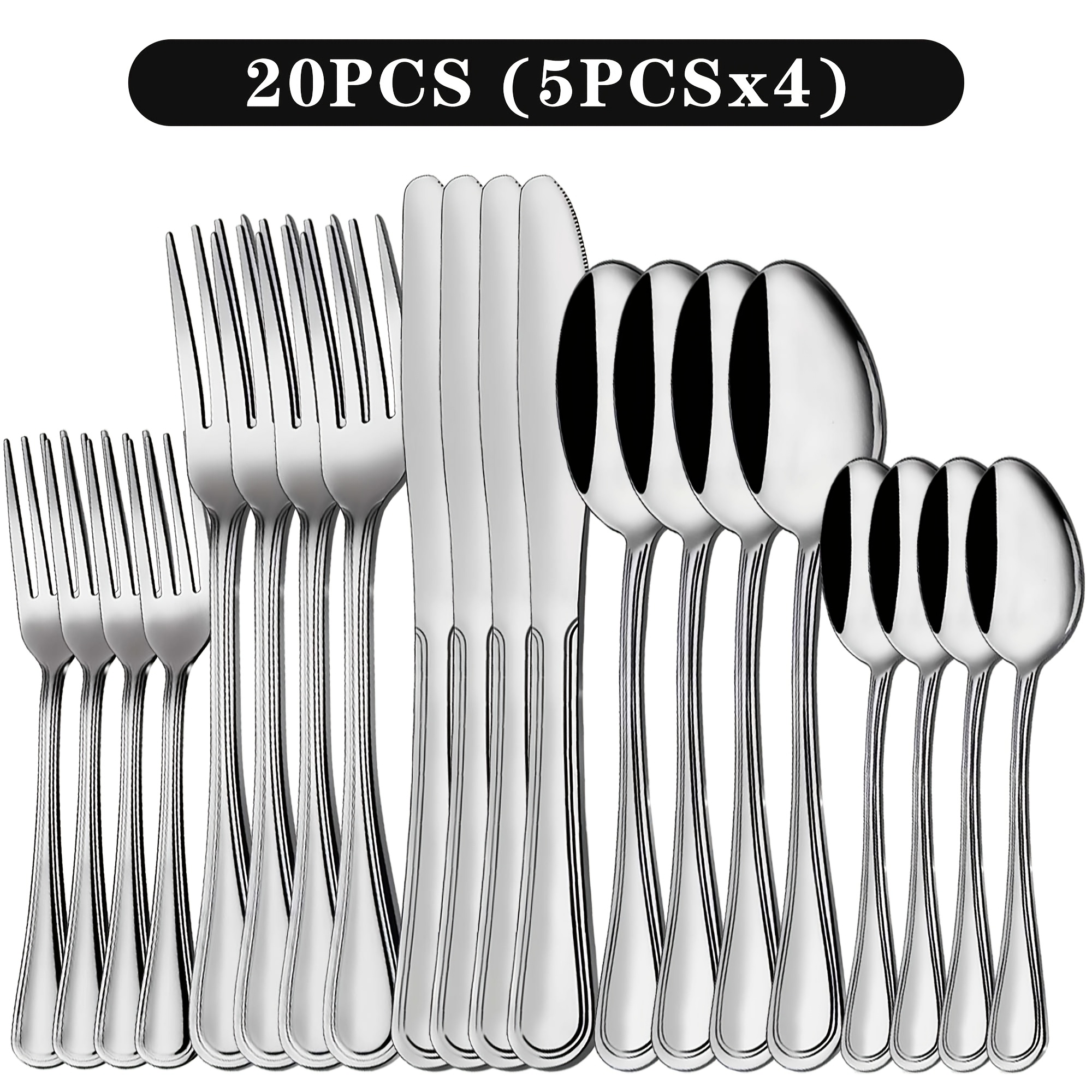 stainless steel flatware cutlery set 20 22     72pcs for 4   silvery black for home kitchen restaurant hotel kitchen utensils set mirror polished dishwasher safe   gifts and weddings local warehouse fathers day gifts