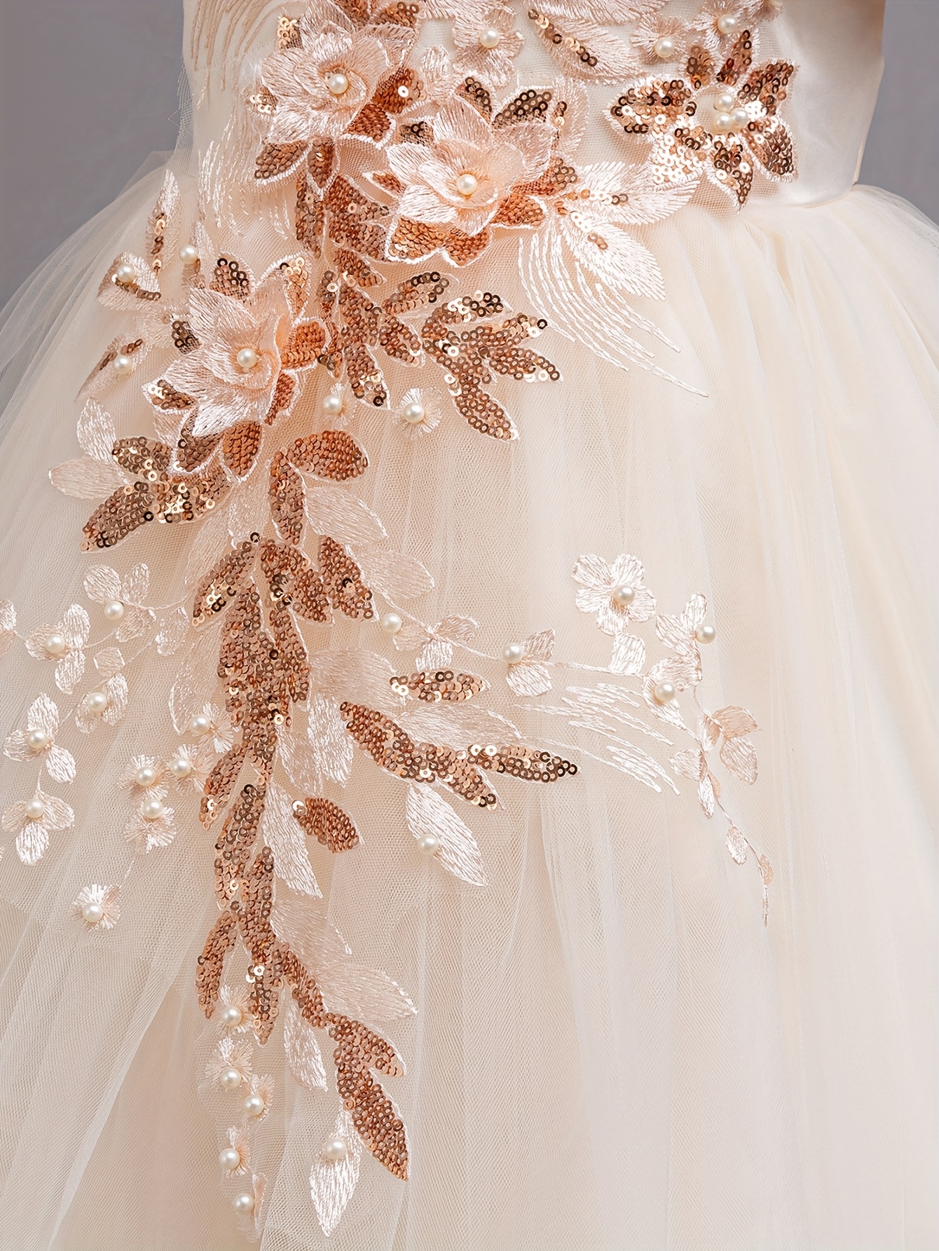 young girls floral shoulder mesh wedding dress elegant puffy - Temu South  Africa