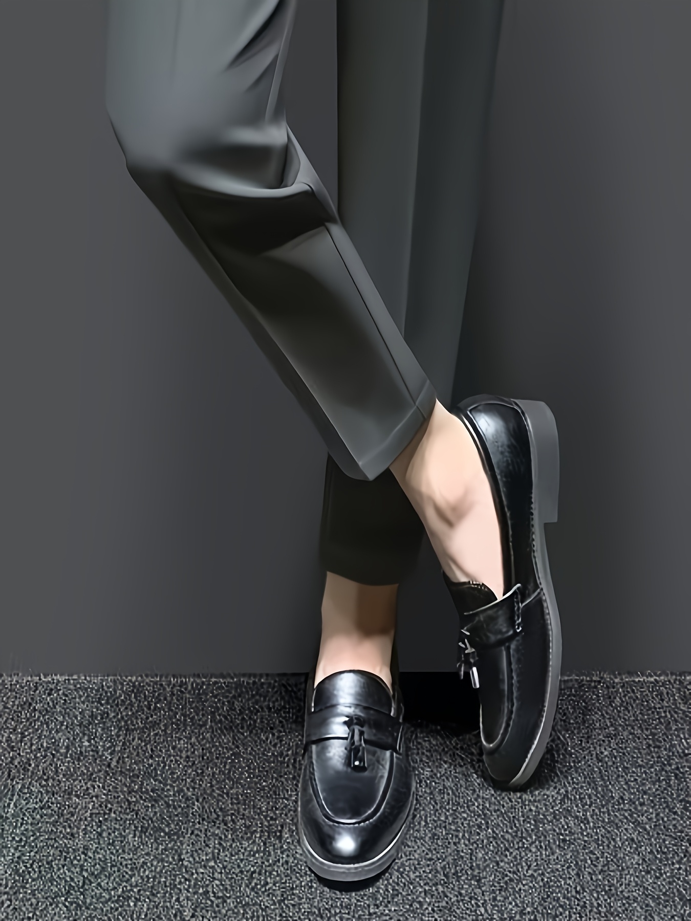 green emerald velvet dress Mens Flat-Front Ankle-Length Dress Pants Slim Fit Cropped Trousers – MOGU  SUIT main image 0