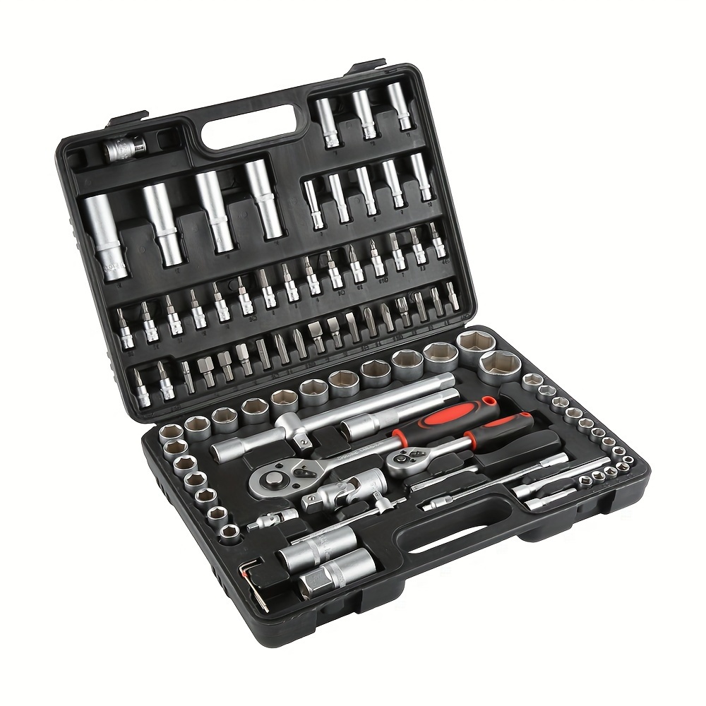 TEMU 94-piece Socket Combination Tool, Tool Set, Professional Tool Set For Workshop Diy Enthusiasts, With Tool Box