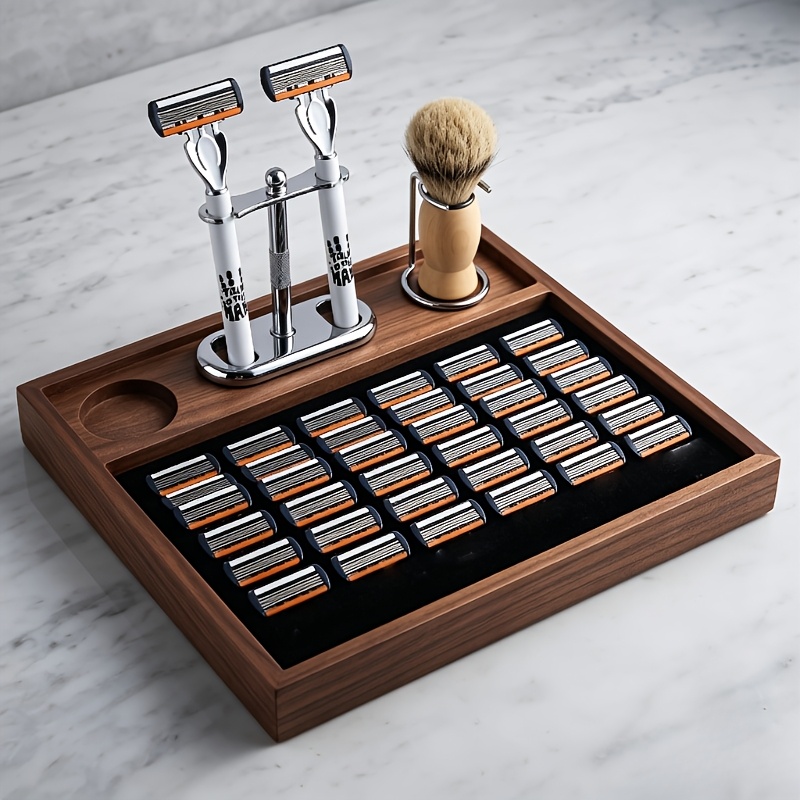 TEMU Men&;s 6-layer Blade Manual Razor With Light Luxury Texture Handle, Safety Shaving Kit, Includes 36 Replacement + Soft Shaving Brush, Smooth And