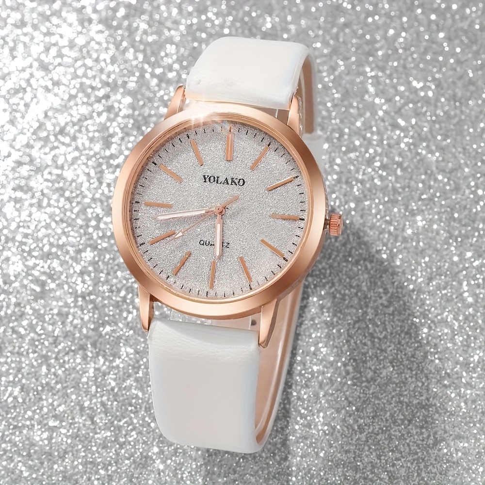 5pcs/1pc New Fashionable and Elegant Women'S Round Quartz Watch + Fashionable Accessory Set for Valentine'S Day, Easter, Ramadan, Birthday, Christmas, Gift for Friends and Family, Eid Al-Adha