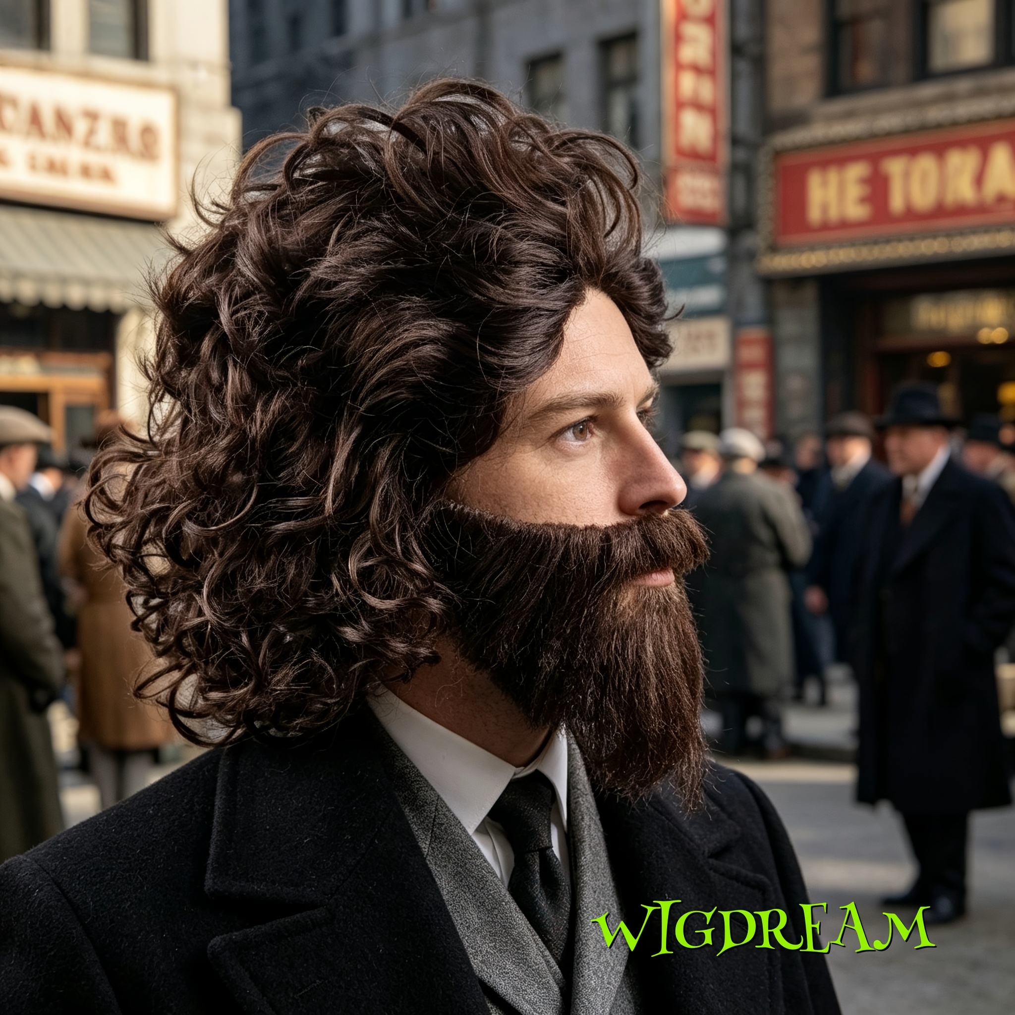 TEMU Set de peluca y barba para hombre, peluca retro de película , peluca de cosplay para de Halloween, set de peluca de disfraz para temática de