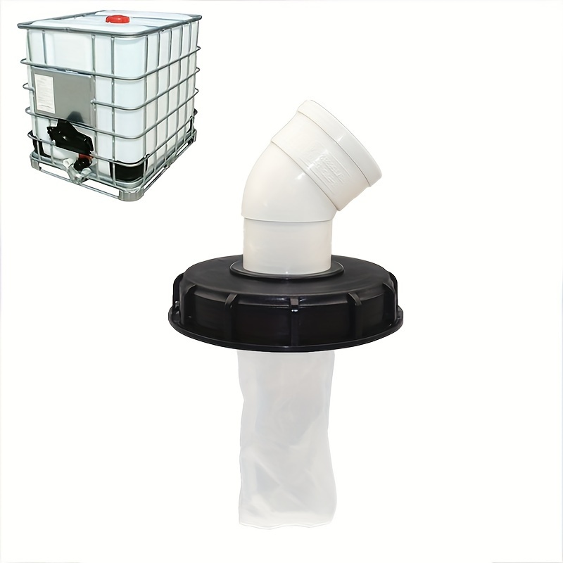 

Plastic Ibc Tote Tank Cover With 45 Degree Elbow Adapter, Durable Water Tank Accessories, Filter Lid With Mesh Screen, Dn150, Garden Water Supply Compatible