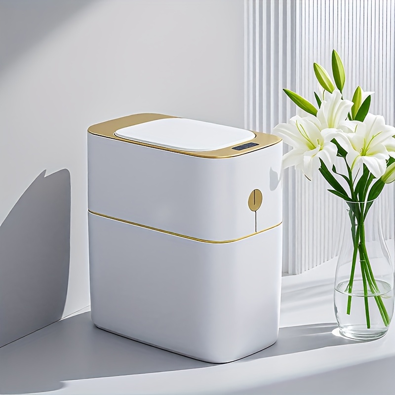 TEMU Smart Sensor Trash Can, Touchless Wastebasket, Give Away 2 Rolls Of Garbage Bags (30pcs), Sealed With Lid For Odor Prevention, Automatic Motion