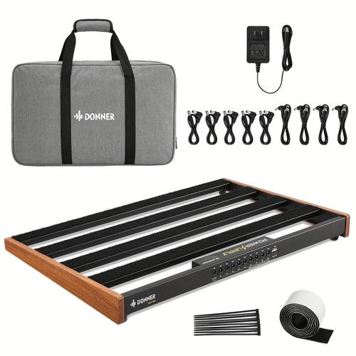 db professional aluminum alloy pedal board with built supply 10 independent outlets heavy duty 20x12x2 inch large effects board hardwired durable lightweight design w carrying for guitar amplifiers dj