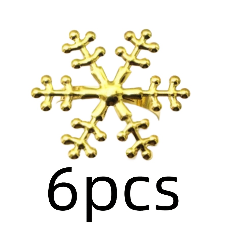 TEMU 6pcs Decorations, Golden And Silvery Christmas Snowflake Napkin Rings
