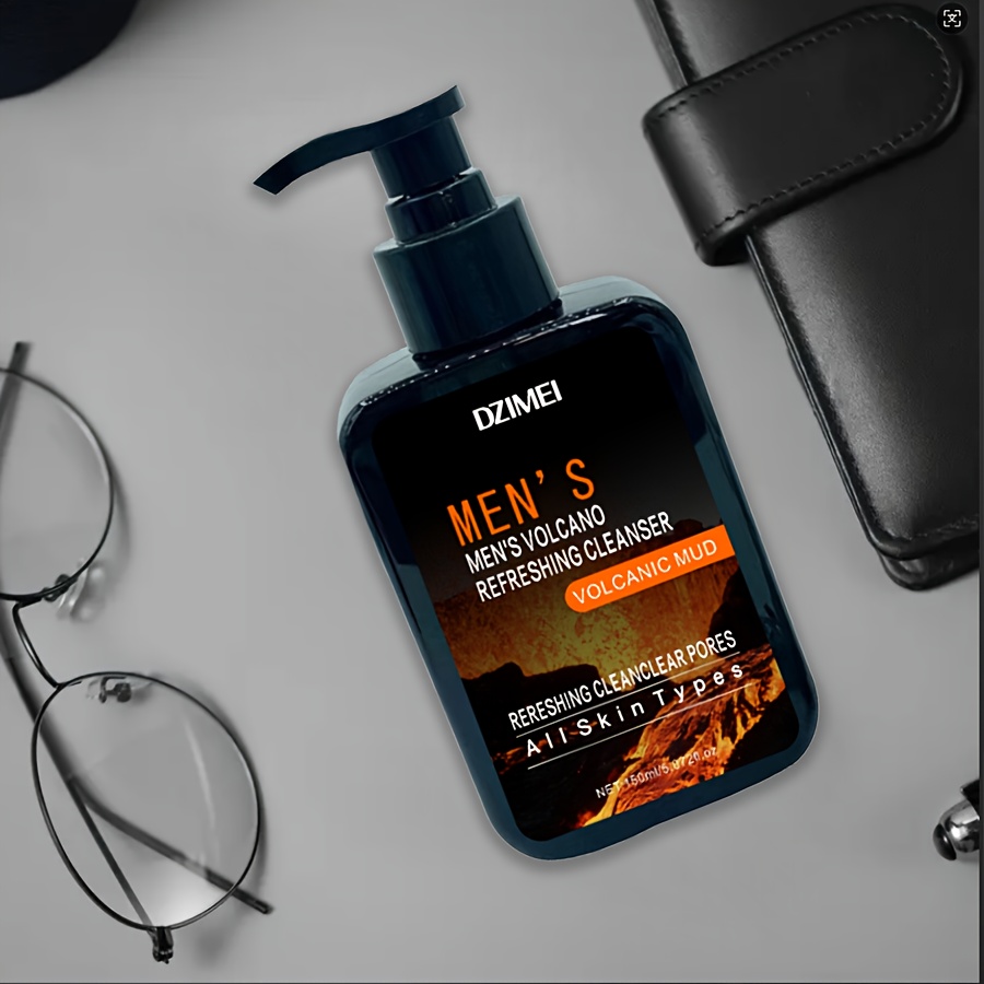 Nettoyant Visage pour Hommes en Bouteille Pressée de Boue Volcanique Noire 5905,51 Pouces, Contrôle de l'Huile, Hydratant, Rafraîchissant Longue Durée, Sans Alcool, Conçu pour Hommes, Série de Soins Beige Clair Doux, Beige Clair Uniforme, Beige Clair, Offre une Expérience de Nettoyage Agréable