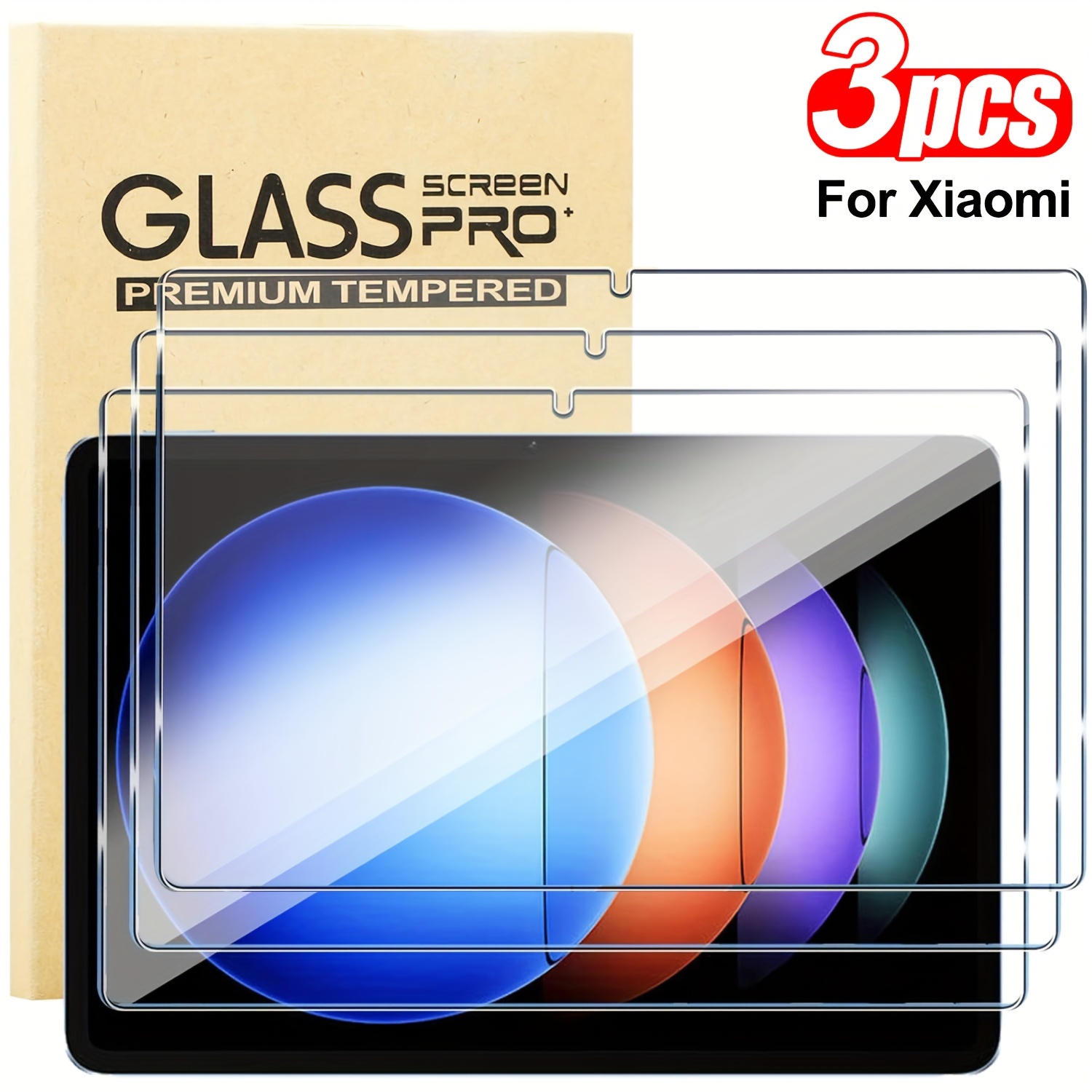 

3-piece Premium Tempered Glass Screen Protectors For Xiaomi & Redmi Tablets - Fits 12.4'', 11'', 12.1'', 10.61'' Models - 9h Hardness, Anti-fingerprint, Scratch-resistant, Ultra-clear Display Guard