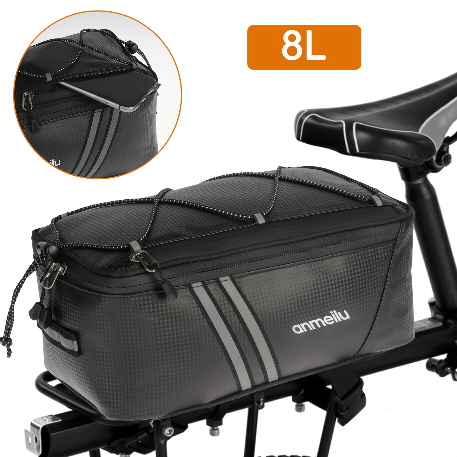 TEMU Bicycle Rear Rack Bag, Large-capacity Bike Rear Seat Bag, Waterproof Cycling Bag, Storage Bag, Cycling Equipment Supplies