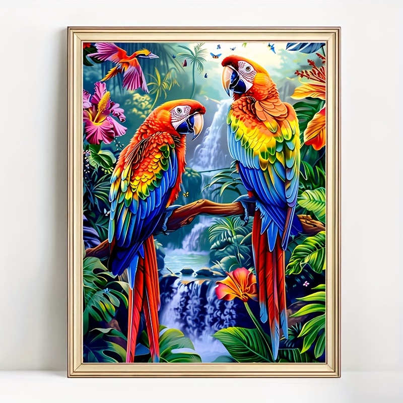 Image of 1pc 30 X 40 Cm/11.8 X 15.8 Inches, 5d Round Diamond Painting With Complete Tools, Canvas, Animal Pattern, Bedroom Living Room Decoration Diamond Painting Kit, Mosaic Decorative Craft Wall Art