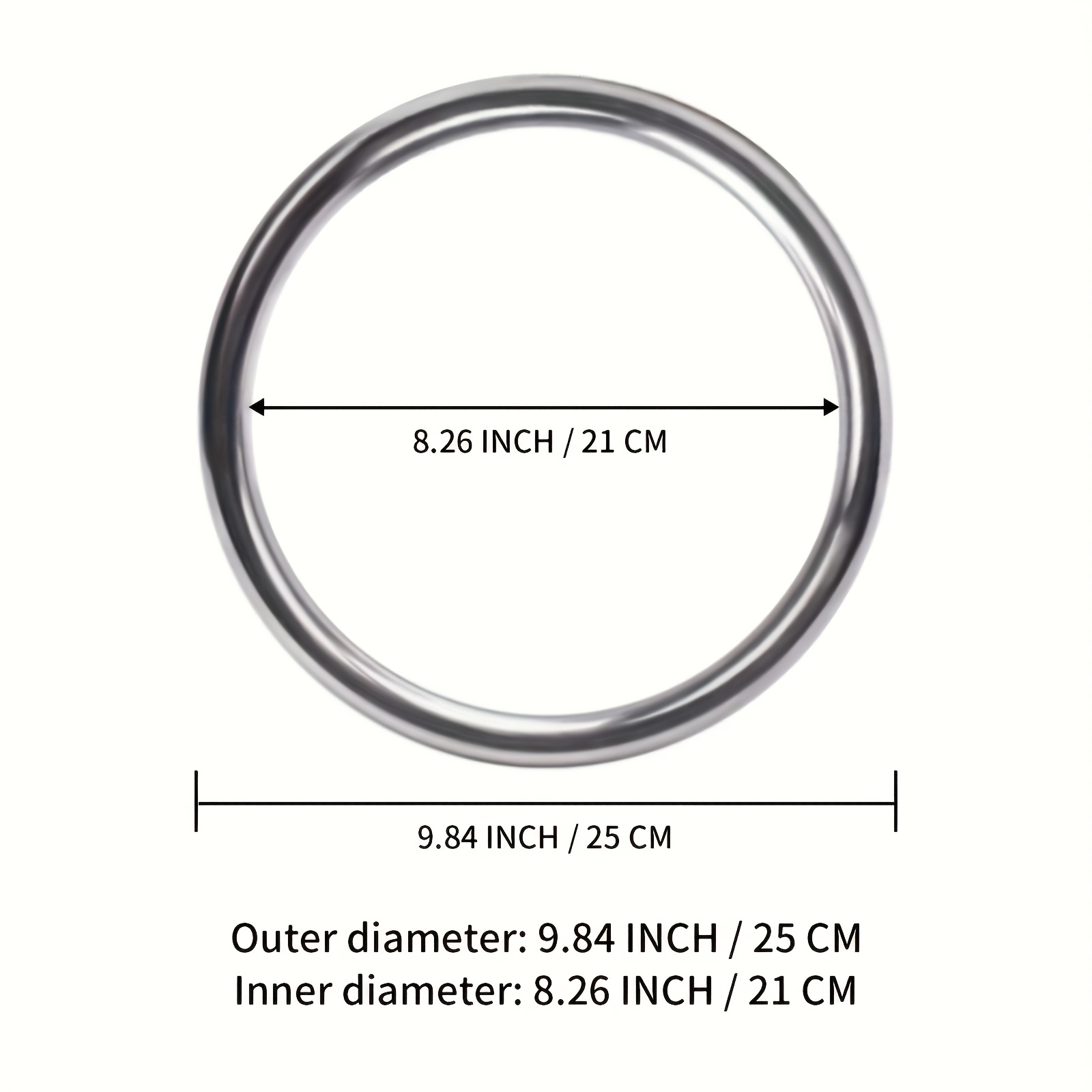 Dimensions of a wing chun stainless ring sold by 100 Spartans