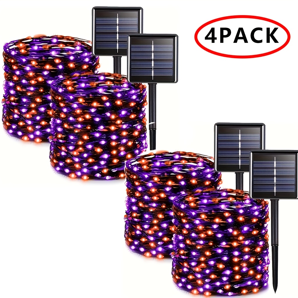 TEMU 4 Packs Of Halloween Decorative Lights, Outdoor Solar String Lights, Ip44 Fairy Lights With 8 , Garden And Courtyard Christmas, Party, Wedding