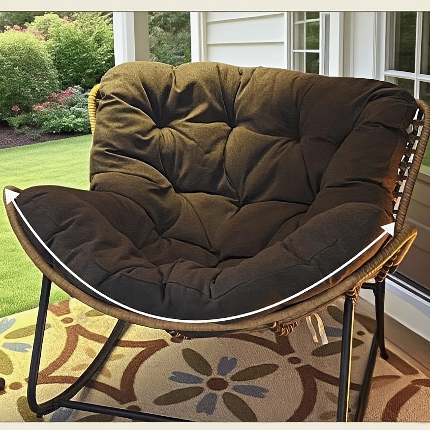 TEMU Fauteuil à de cour chaud, doux pour et confortable, fauteuil à d'extérieur en rotin (coussin inclus) - Fauteuil à moderne d'œuf, à dos ouvert,