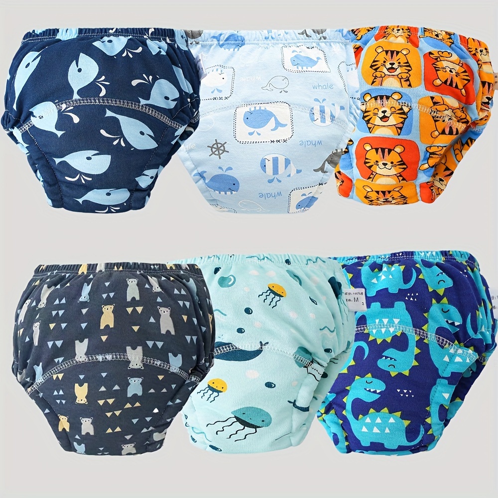 Image of 6pcs Soft & Breathable Cotton Training Pants - Washable, Reusable, And Absorbent For Potty Training - Perfect Gift For Christmas, Halloween, Thanksgiving Day, Easter, And New Year