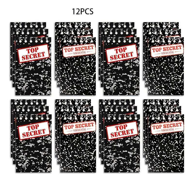Image of 12pcs Mini Notepads Spy Detective Mystery Scene Theme Memo Spiral Paper Notebook Birthday Party Favor Supplies Decorations For Rewards Prizes