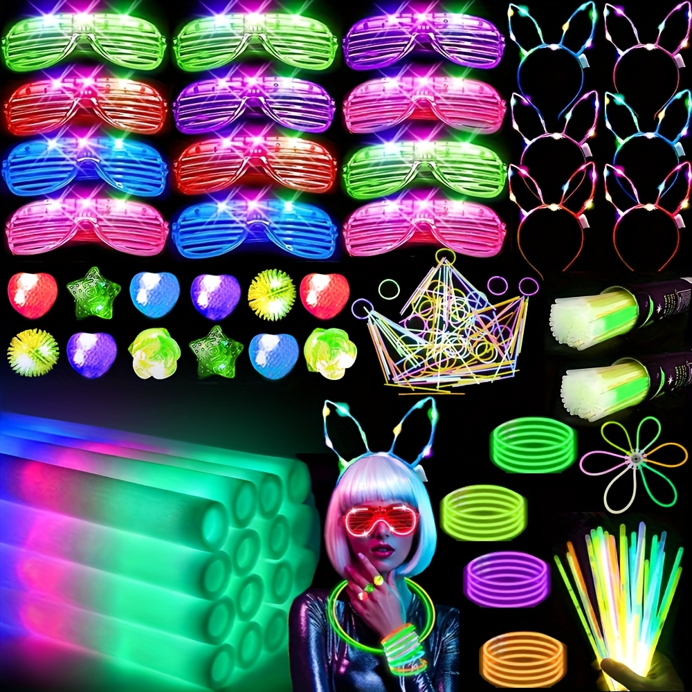 248 in the dark party supplies, 24pcs foam glow sticks, 12pcs led