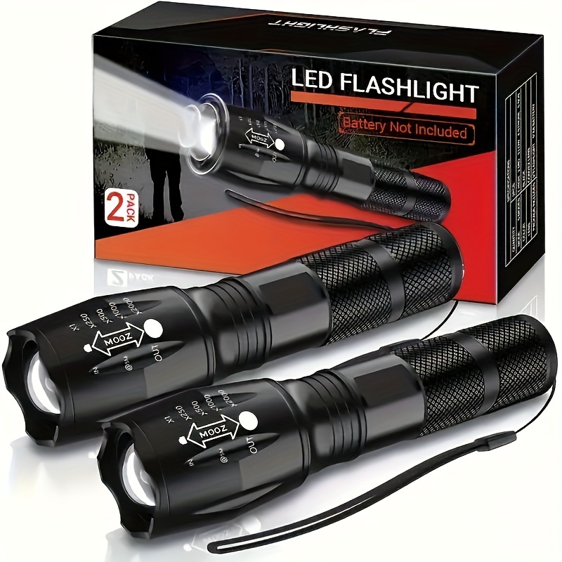 

2pcs Led Flashlights High Lumens - Mini Flashlights For Camping, Hiking, Dog Walking - Powerful Emergency Flashlights With 5 Modes For Outdoor Use - Bright Zoomable Beam Flashlight