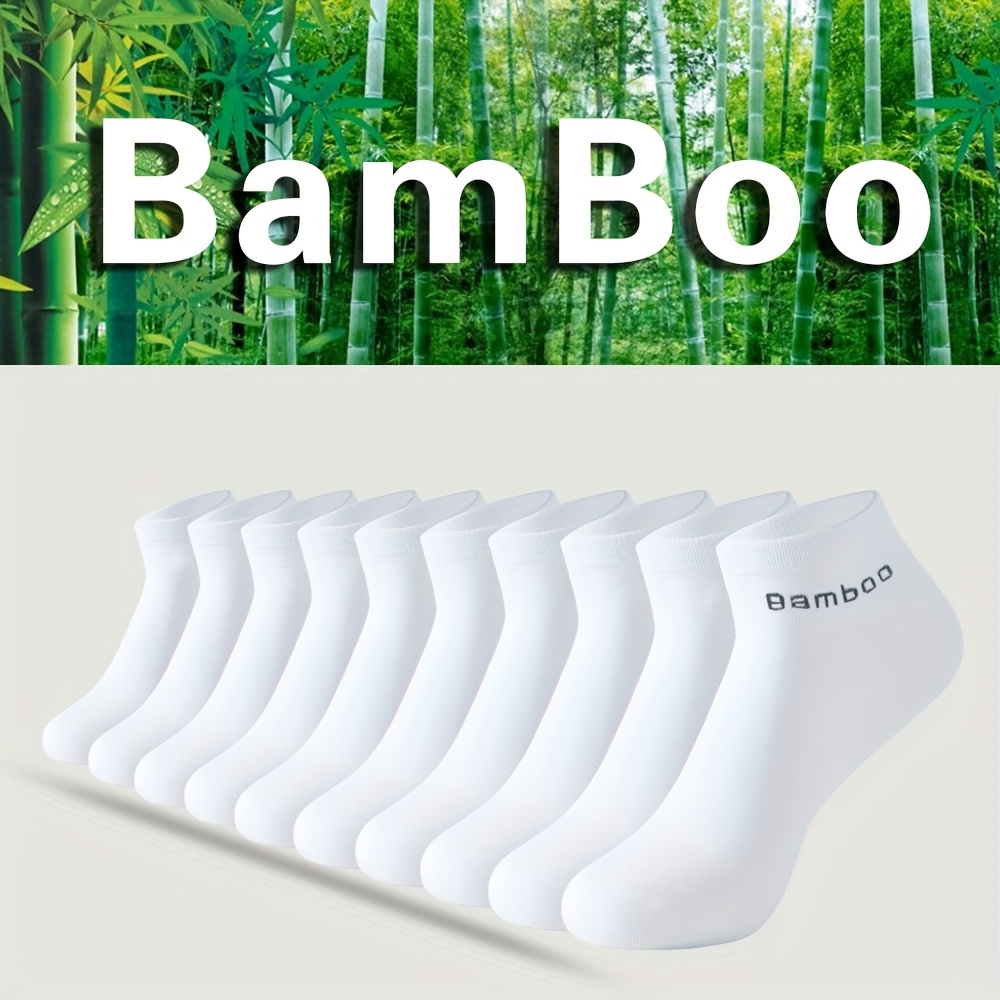 TEMU 5 Pairs Of High-quality Bamboo Fiber Short Socks For Men, Moisture-wicking And Odor-resistant, Suitable For Business And Casual Wear, In Sizes