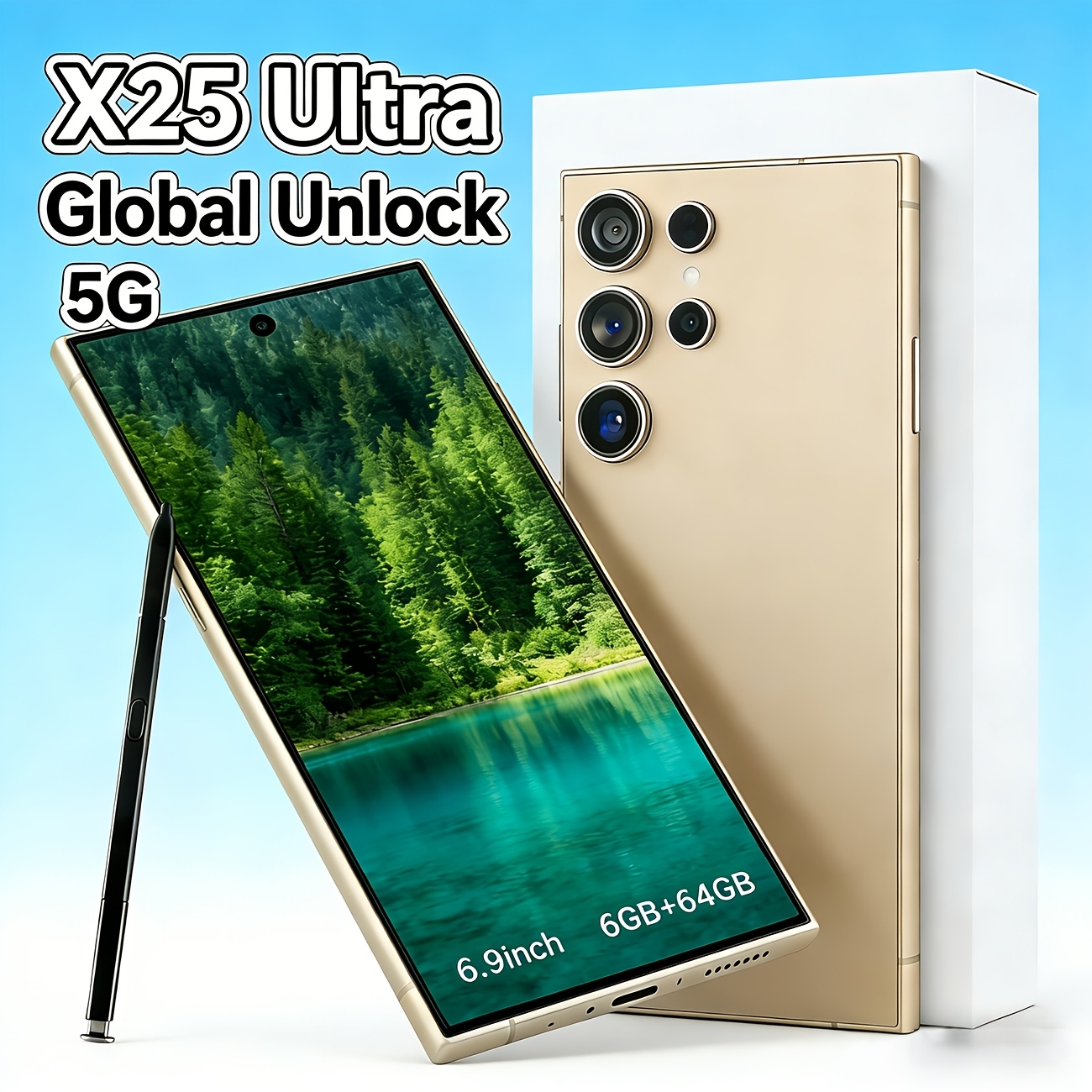 x25 ultra 6gb 64gb 2026 upgrade edition an unlocked   smartphone with 5g   massive storage a 6 9 inch full hd   sim support long   and gps this   phone is ideal for   Product details 1