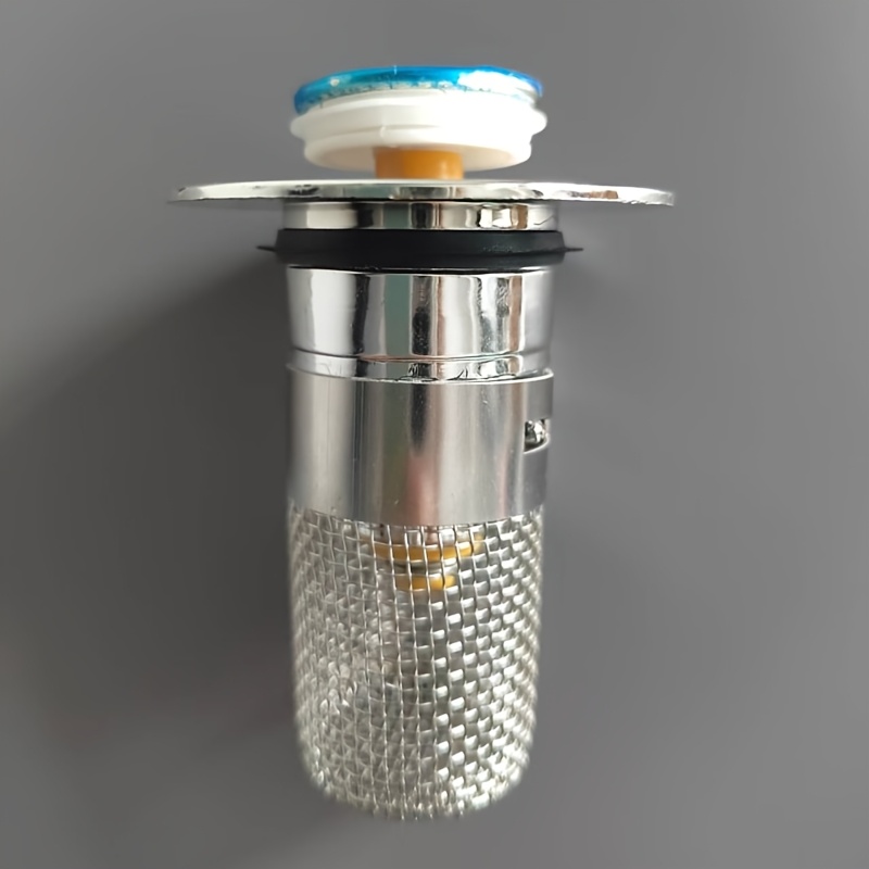 TEMU 1 Retractable Sink Drain Plug, Bathroom Hair Filter, Mesh+chrome-plated Plastic, Suitable For 1.34-1.57 Inch Water Outlet Diameter, Made Of