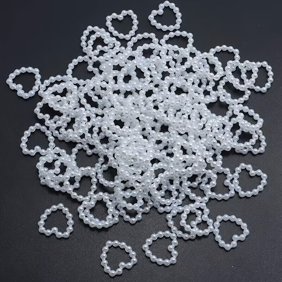 E-shop 100 Stk./Beutel Hohles Herz Perle Nagelkunst Charms Weiß Perle Rund Flatback 3D Nagel Dekoration Nagel Zubehör