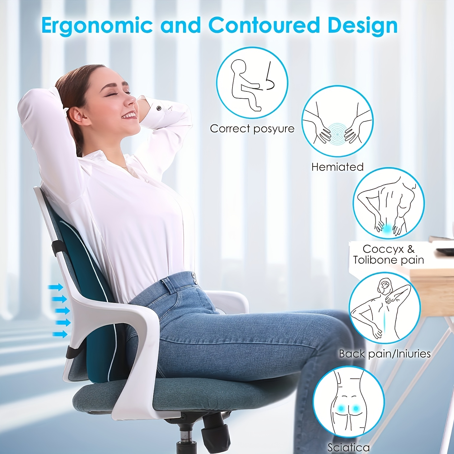ergonomic lumbar support pillow with dual adjustable straps memory foam cushion for office chair car seat gaming chair black       posture car seat   ergonomic pillow memory foam pillow car seat cushion Product details 0