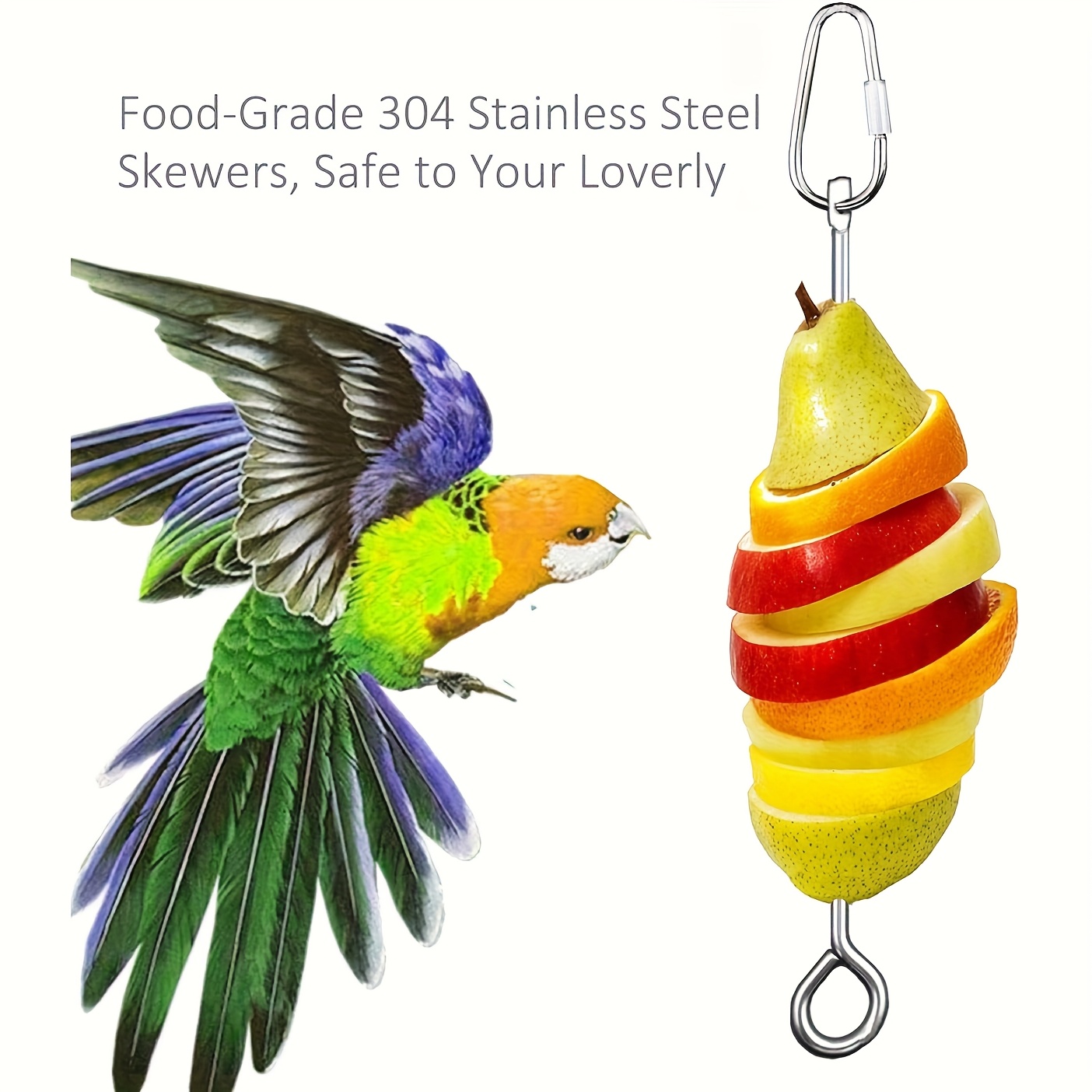 Bird Cage Food Holder Parrot Fruit Vegetable Skewer Bird Cage Feeder Foraging Toy For Parakeet Budgie Macaw 1pc