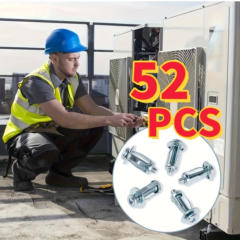 Juego de 52 piezas de pernos de expansión y tuercas de acero al carbono, con diseño de pétalos para encaje rápido, resistente y anticorrosivo, ideal para construcción, automóviles y equipos de comunicación