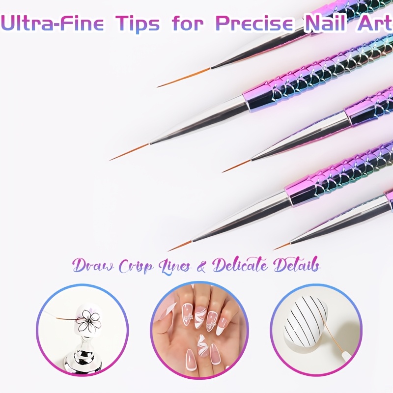 5pcs Gradient Mermaid Tail Nail Art Brushes Set