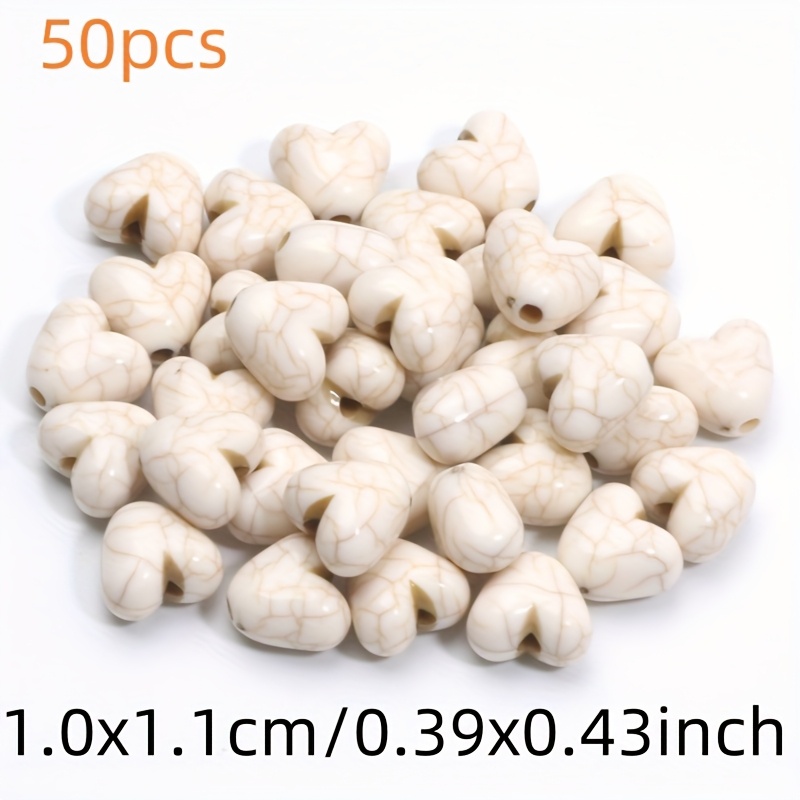 TEMU 10X11Mm 50 stuks Kleine Hart Gebarsten Acryl Kralen Losse Spacer Kralen voor Handgemaakte Armbanden Kettingen Telefoonkettingen Sieraden