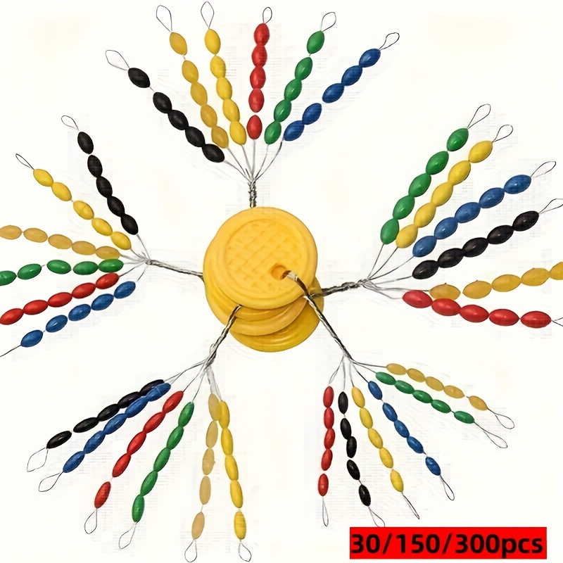 rubber fishing buoy stopper 30 in 1 buoy stopper colorful oval fishing buoy spacer bean for assembling buoy positioning size  