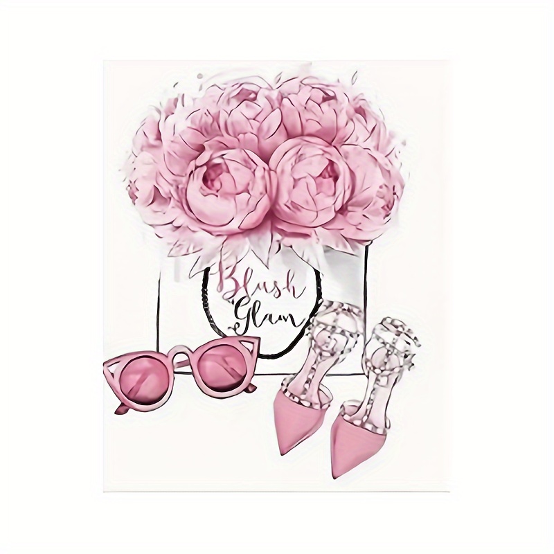 

Blush Glam: Bouquet T-shirt With Glasses And Heels Sticker - Perfect For Fashion Enthusiasts