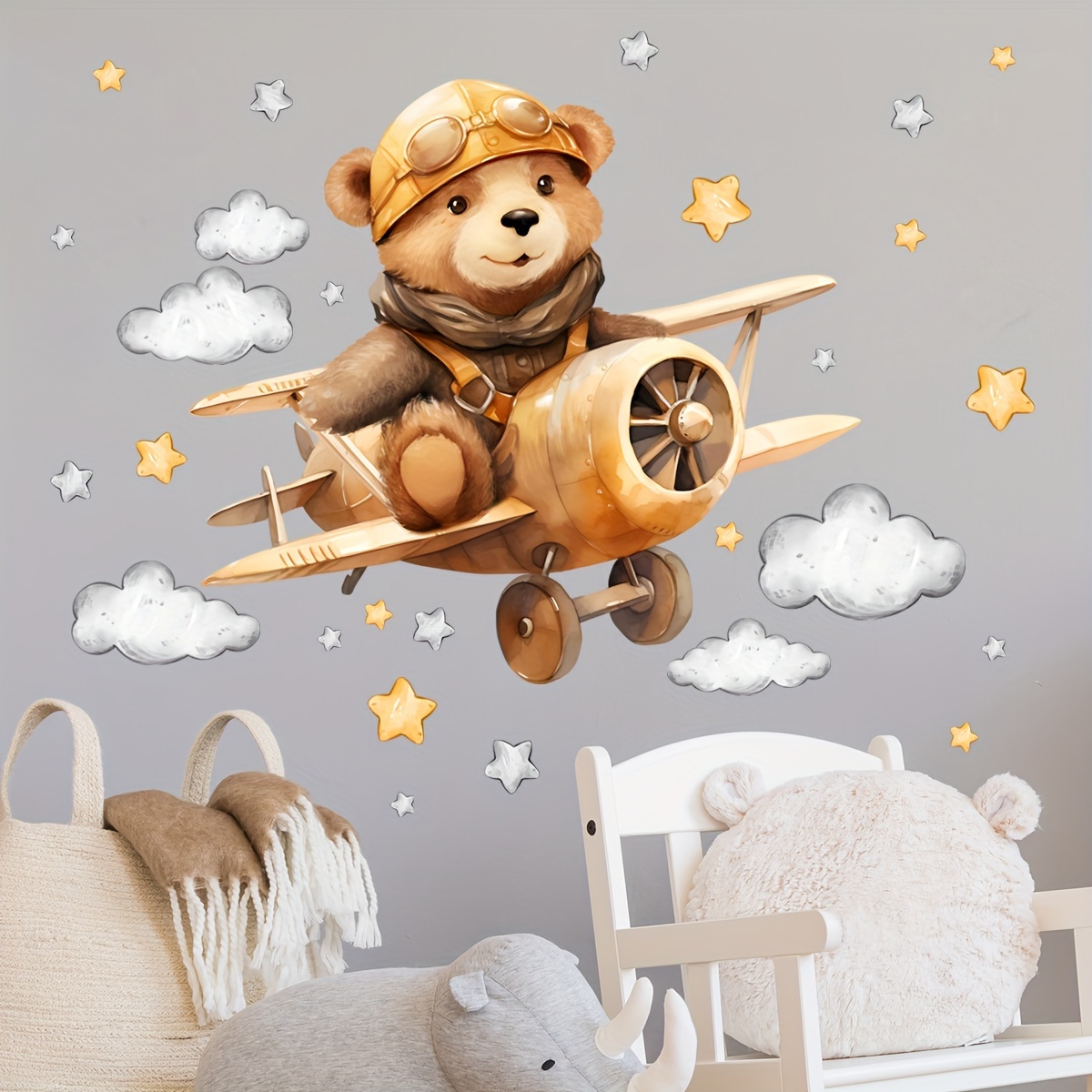 1pc Of Cartoon Animal Bear Self-adhesive Wall Sticker For Decorating The Bedroom And Living Room Background
