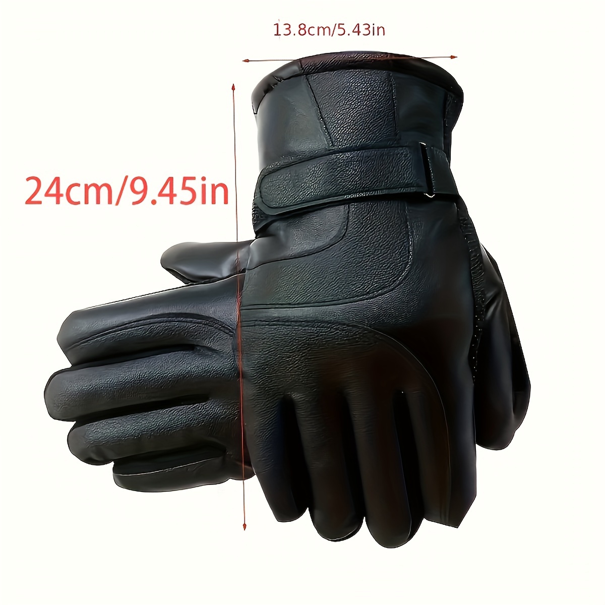 2pcs mens high quality pu leather winter warm touchscreen gloves with thermal lining ergonomic fit motorcycle skiing snowboarding   outdoor cold weather gloves with wrist strap reinforced palm compatible with smartphones tablets ideal for mens fashion winter activities   durable pu leather touchscreen functionality warm lining included Product details 4