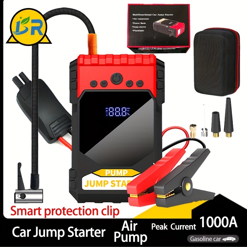 Car Jump Starter Emergency Air Pump Portable Air Compressor Multi-function  Tire Inflator Auto Portable Battery Starter