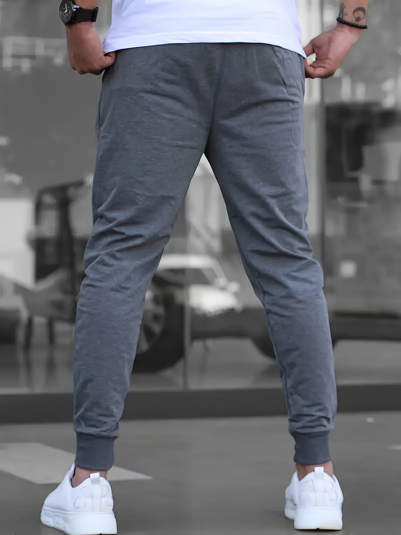 Set of 2 - Men'S Casual Sports Long Pants with Drawstring Design, Featuring Geometric Pattern Prints, Made from 100%, Fitted, Cool And Breathable, Suitable for All Seasons, Running Activities, Sportswear, And Festive Parties - Image 10