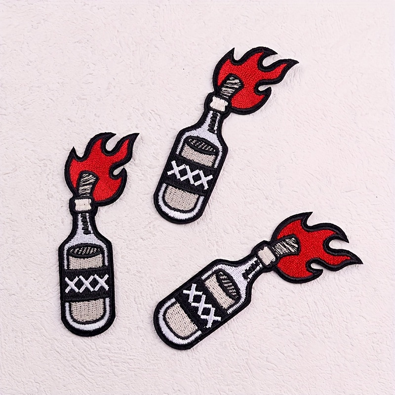Image of Set Of 3 Cocktail Embroidered Patches For Hip Hop And Punk Clothing, Suitable For Ironing On As Stickers Or Badges