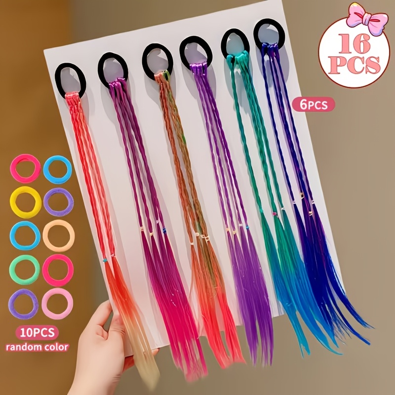 TEMU Set da 16 pezzi di scrunchies elastici per capelli con sfumatura colorata (6 scrunchies con sfumatura colorata + 10 scrunchies di casuale) -