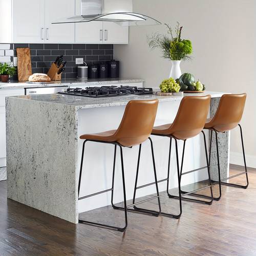 26 inch bar stools set of 4 counter height bar stools with back modern faux leather stools with metal leg and footrest dining chairs for kitchens island armless pub stools for rustic bar