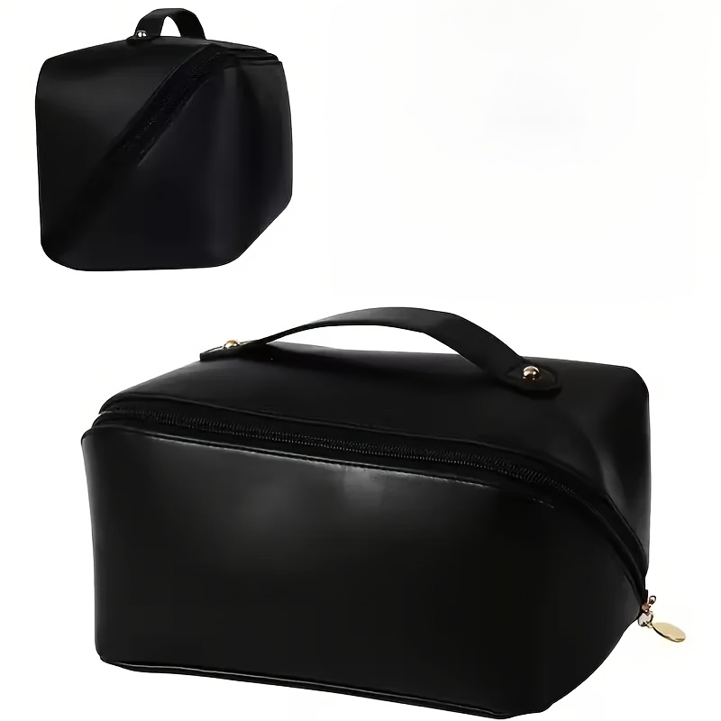 TEMU XHSGX Make-up Tas met Interne Verdelers, Platte Cosmeticawas met Ritsvakken, Draagbare Reis Toiletartikelen Organizer voor Parfum, Kwasten,